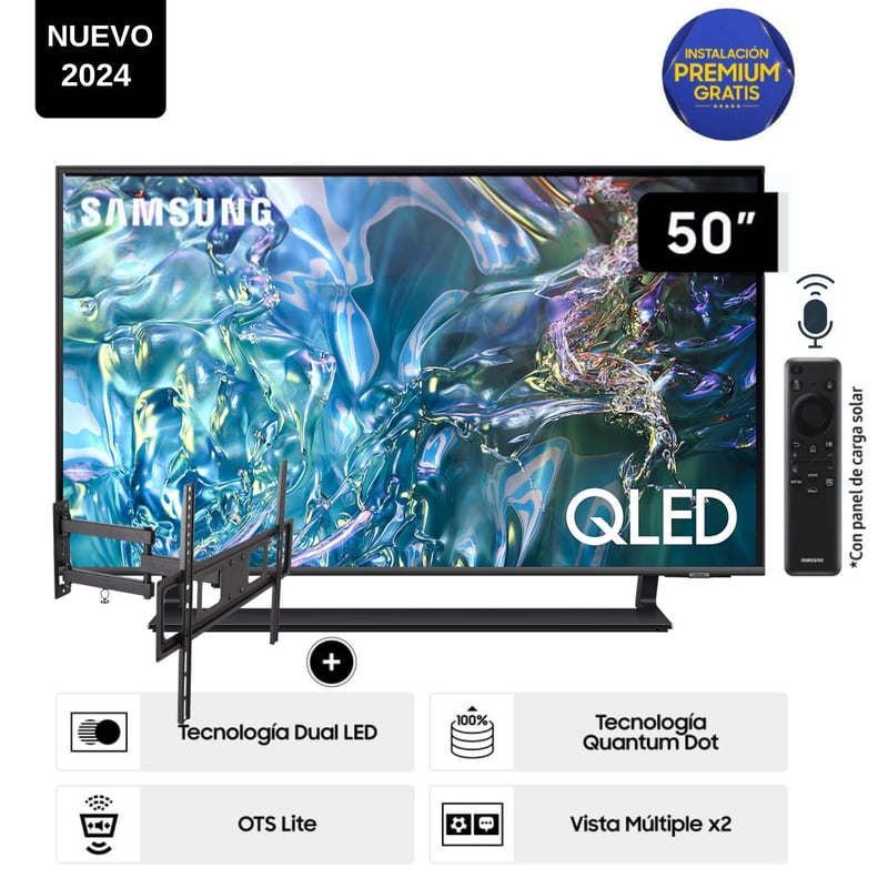 SAMSUNG - Televisor Samsung QLED Tizen OS Smart Tv 50 4K QN50Q65DAGXPE + Rack Giratorio