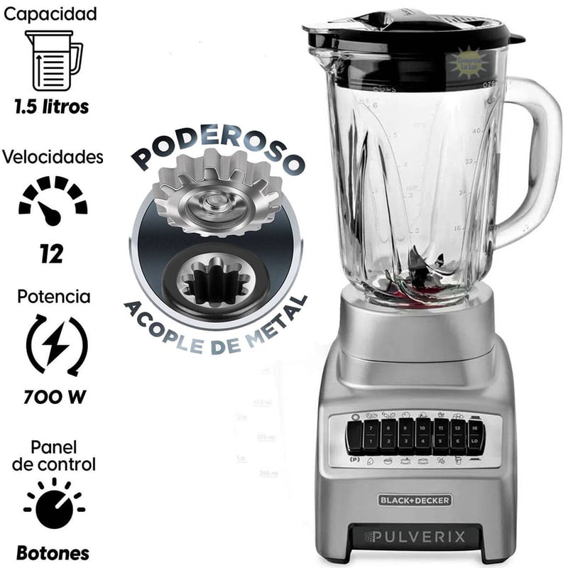 Licuadora 12 velocidades Pulverix Black 1.5L BL1140MS Black Decker BLACK DECKER falabella