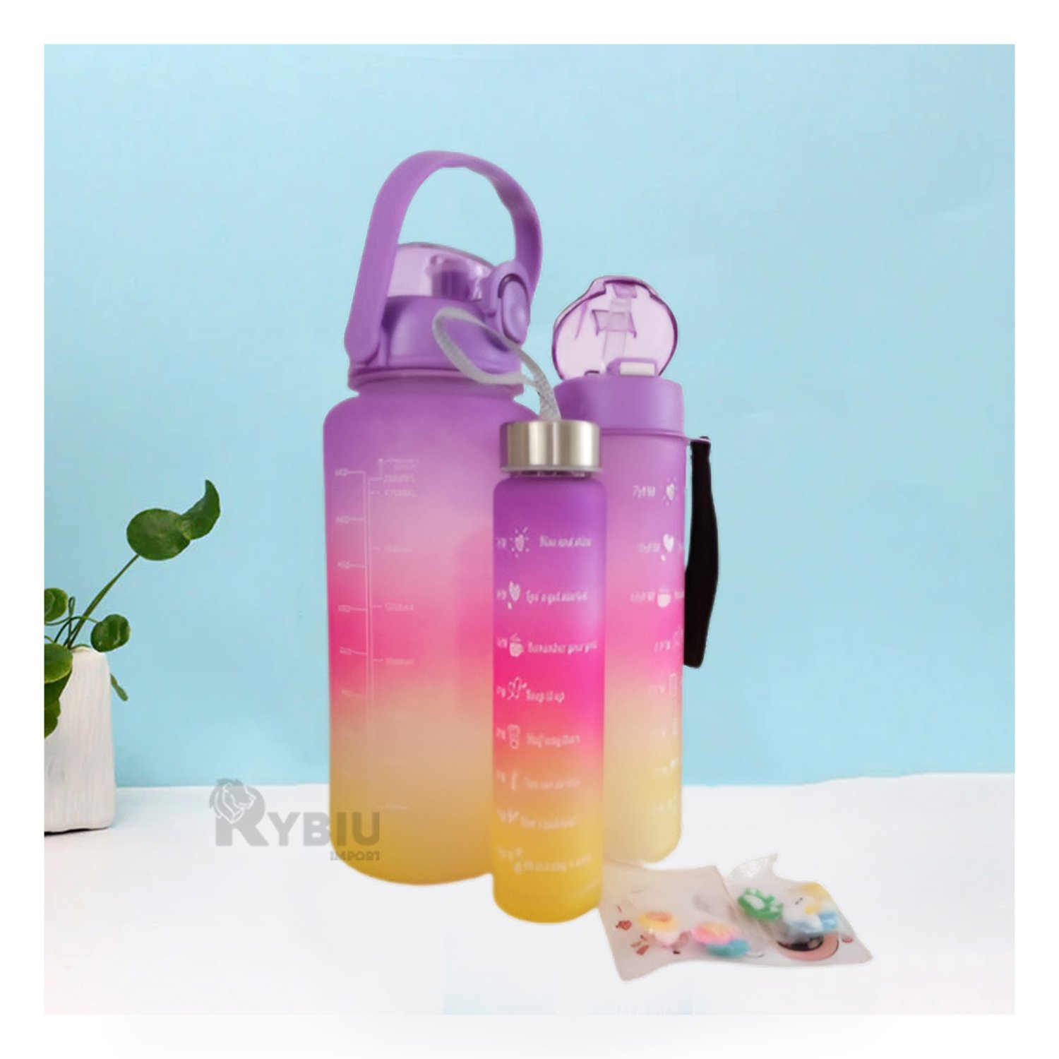 Trio de Recipientes para Gimnasio en Tapa Morado Y+Stickers GENERICO |  falabella.com