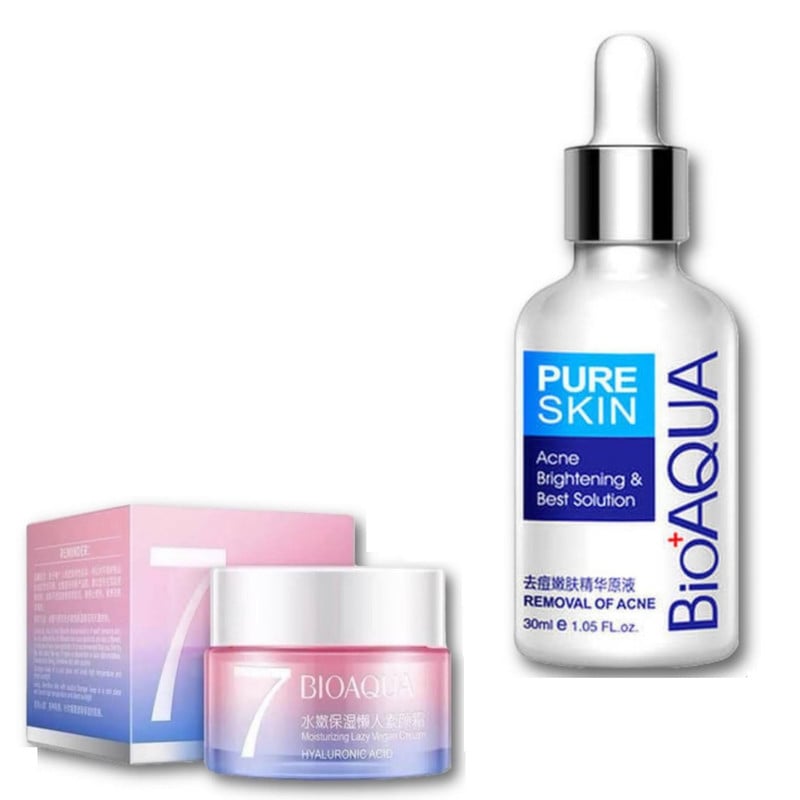 PACK CREMA HIDRATANTE V7 Y SERUM ANTI ACNÉ PURE SKIN BIOAQUA BIOAQUA ...