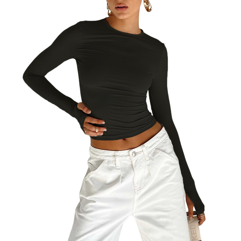 Polo Manga Larga Mujer Negro