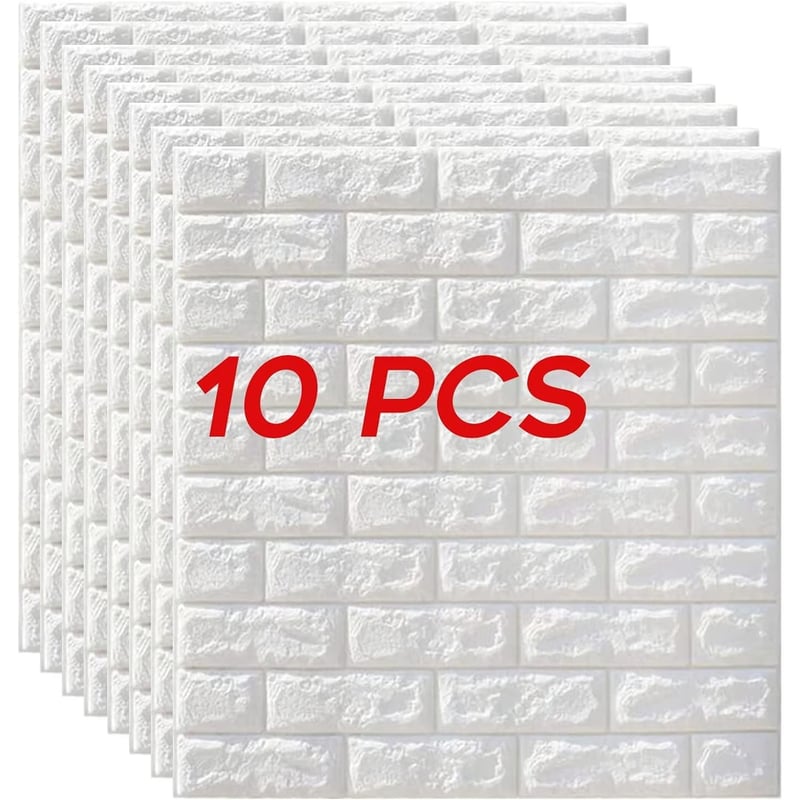 GENERICO - PAPEL TAPIZ BLANCO 3D ADHESIVA SET X10UNIDADES