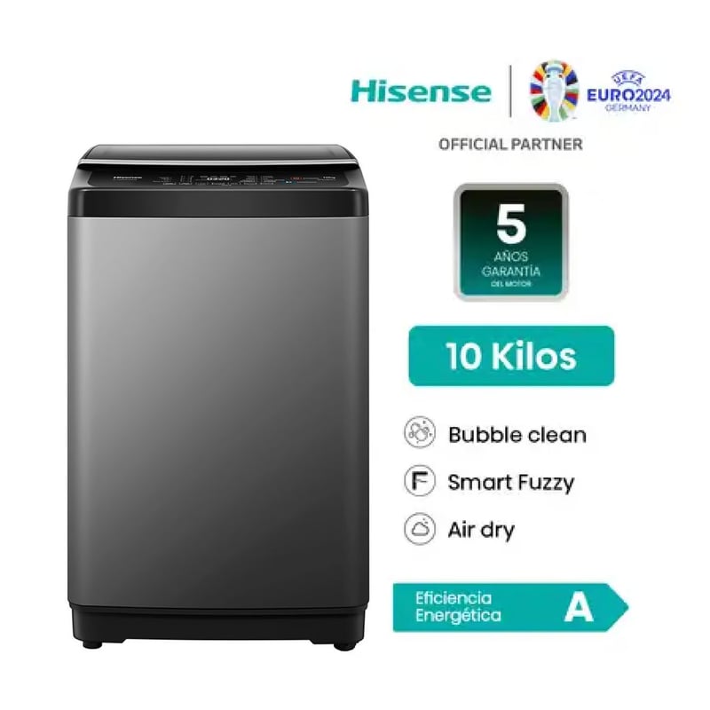 HISENSE - Lavadora HISENSE 10Kg Carga Superior Automática WT3J1023UT Gris