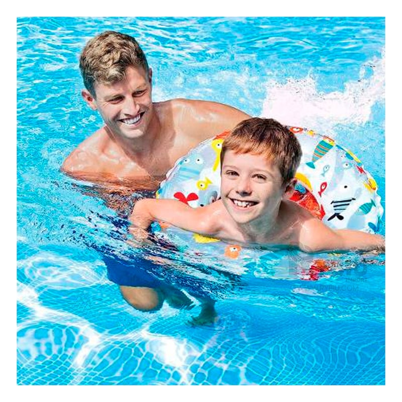 Flotador Pequeño Forma Aro con Peces de Color Blanco GENERICO