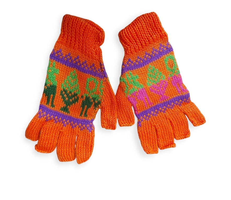 Guantes Mitones tejidos de Lana con Figuras de Llama - Adulto Unisex ...