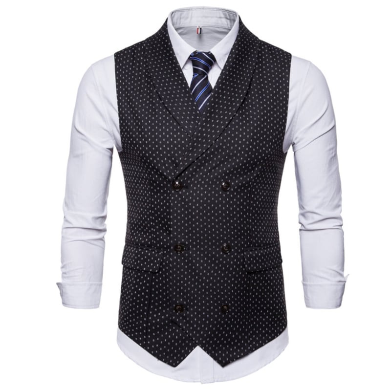 GRFIT Chaleco De Traje Para Hombre: Estampado De Doble Botonadura, Ligero Y Transpirable (Moda Formal E Informal)