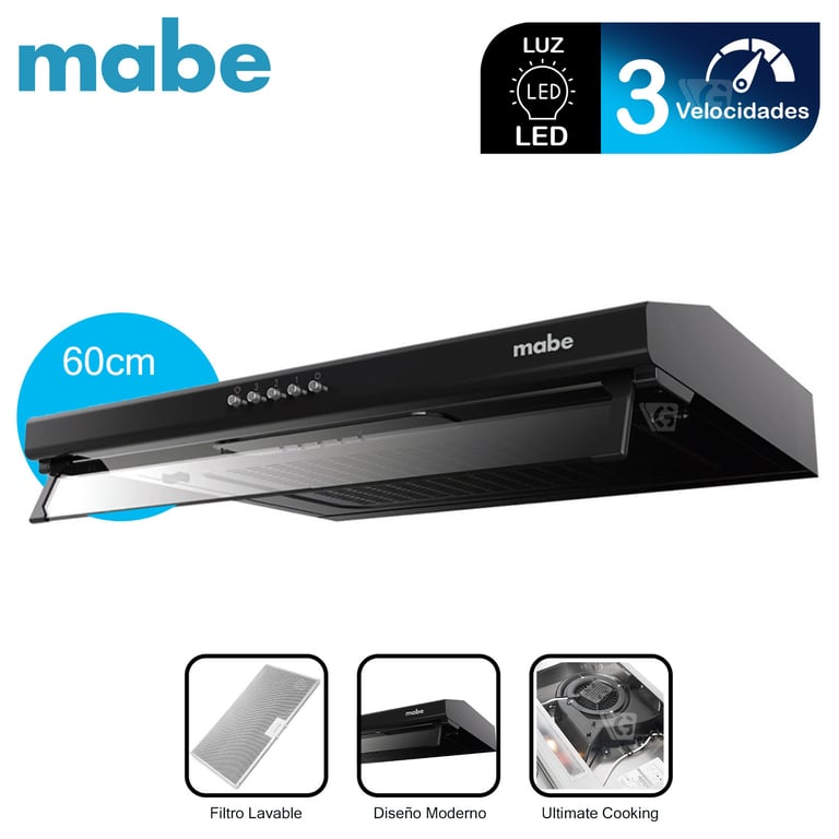 Campana Extractora Mabe CMU6020PB0 60cm Negro MABE | falabella.com
