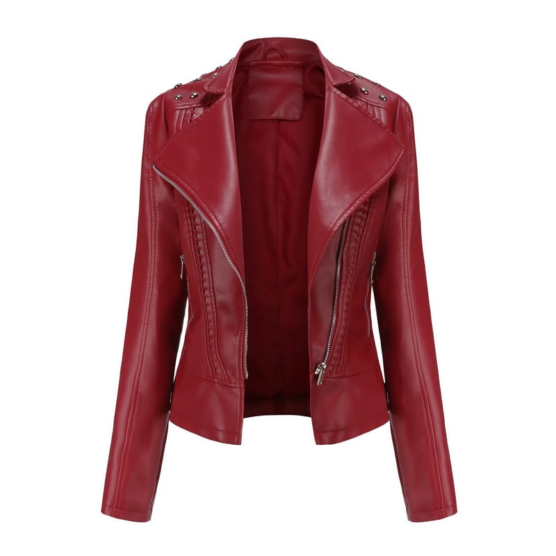 Chaqueta de piel roja mujer best sale