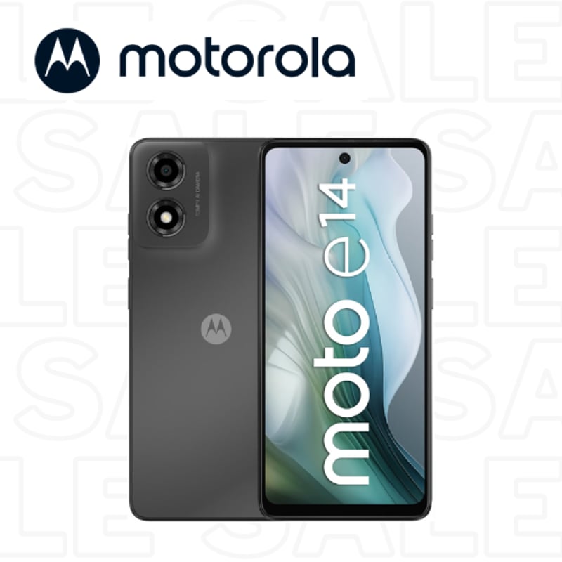 Motorola Moto E14 2/64GB Grigio: Smartphone Dual SIM Con Batteria 5000mAh, Display 90Hz E Fotocamera AI. Android 14 Puro, Ricarica Rapida 15W.
