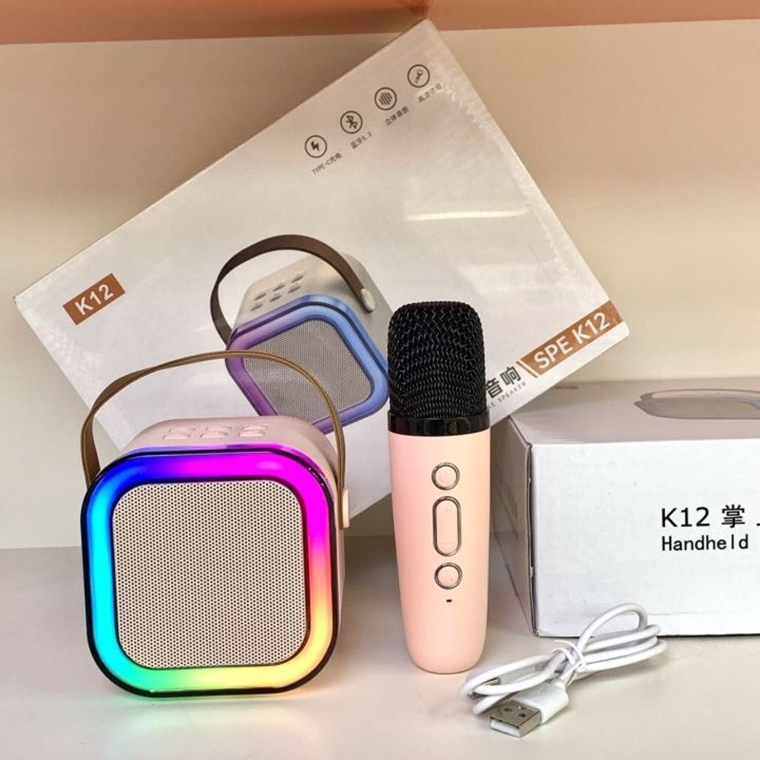 PARLANTE +MICROFONO KARAOKE RADIO FM , USB. LUZ RGB IMPORTADO MC |  falabella.com