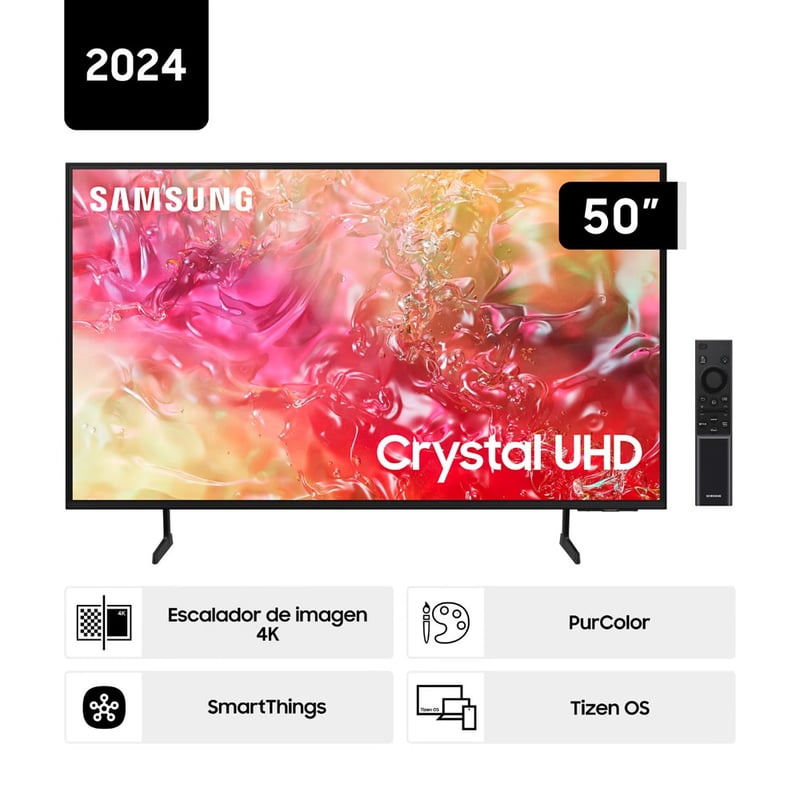 SAMSUNG - Televisor Samsung 50 Pulg. Crystal Smart TV Tizen UHD 4K UN50DU7000GXPE