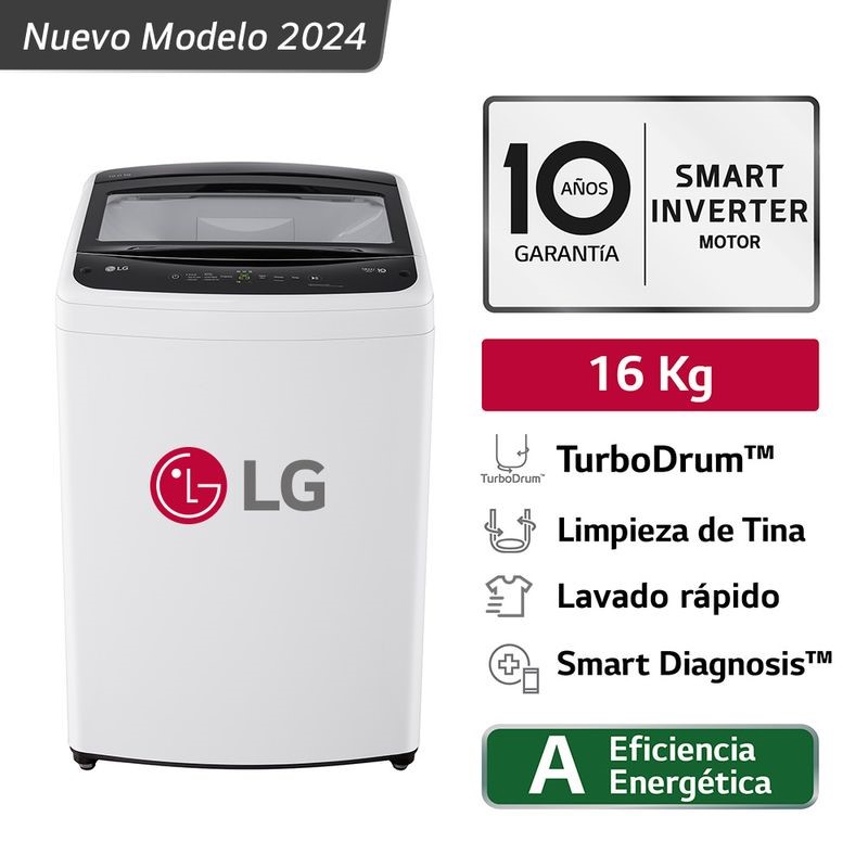 LG - Lavadora Carga Superior LG WT16WVTB Turbodrum 16 Kg Blanco