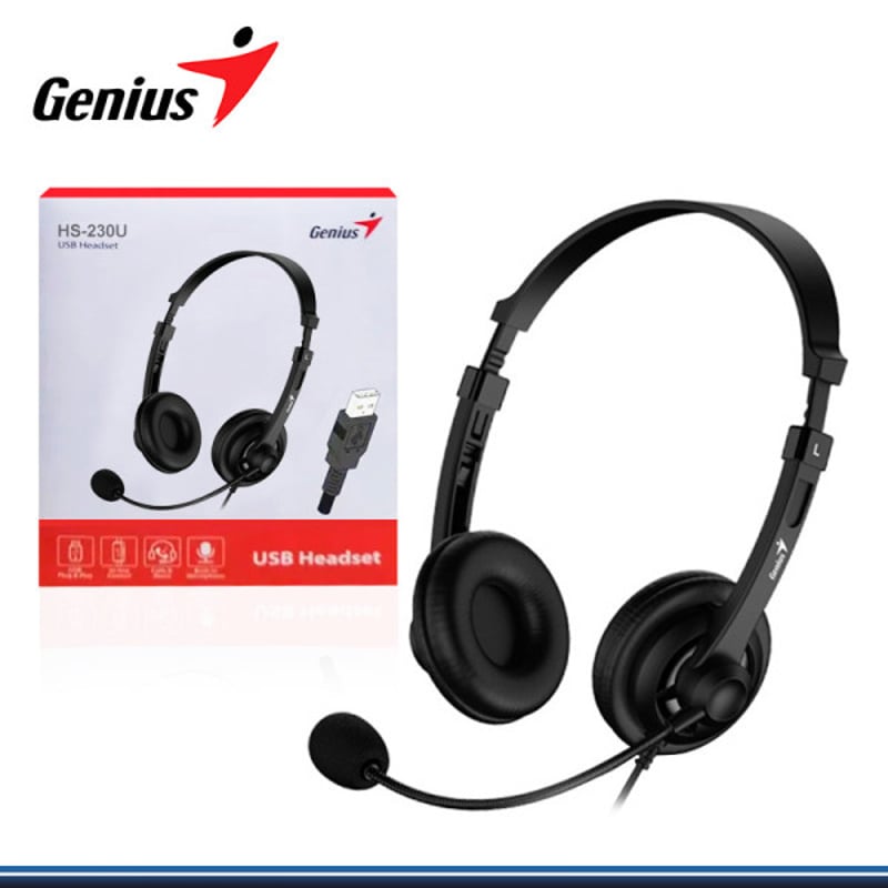 GENIUS - AUDIFONO  GENIUS HS-220U USB CON MICROFONO , VINCHA .