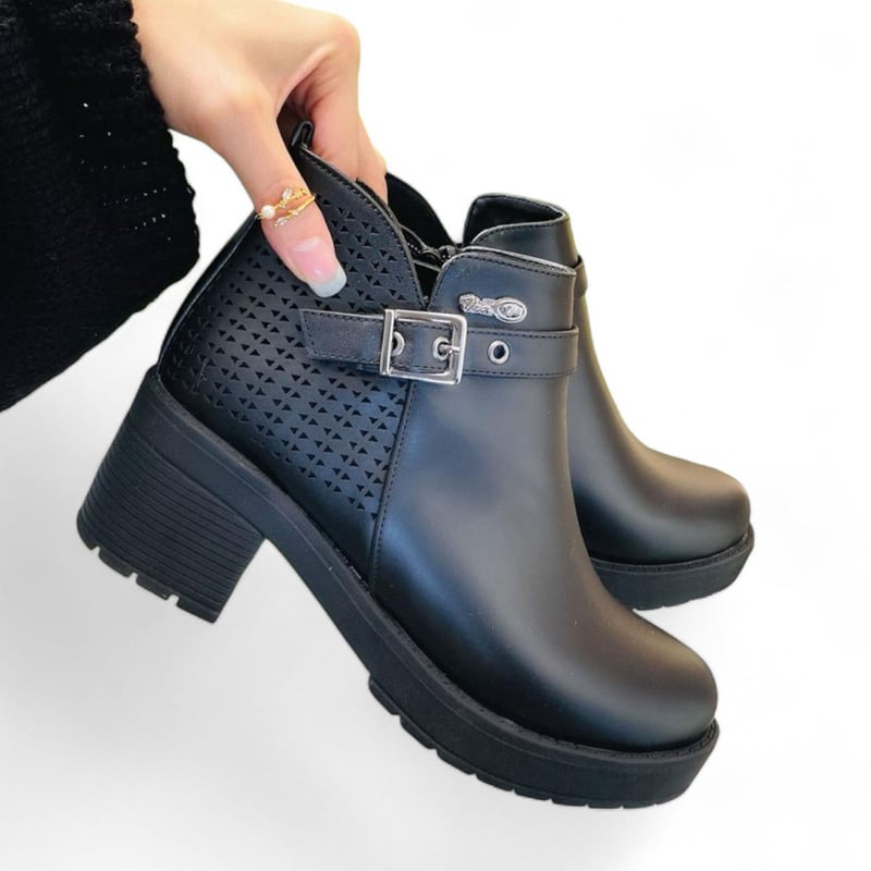 Botines Para Mujer Botín Plano De Mujer Con Hebilla Y Cremallera