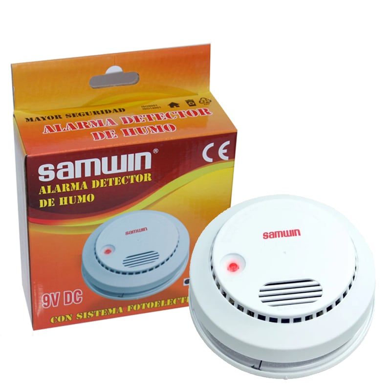 Alarma sensor detector de humo Samwin 9V DC bateria 9V dual SAMWIN ...