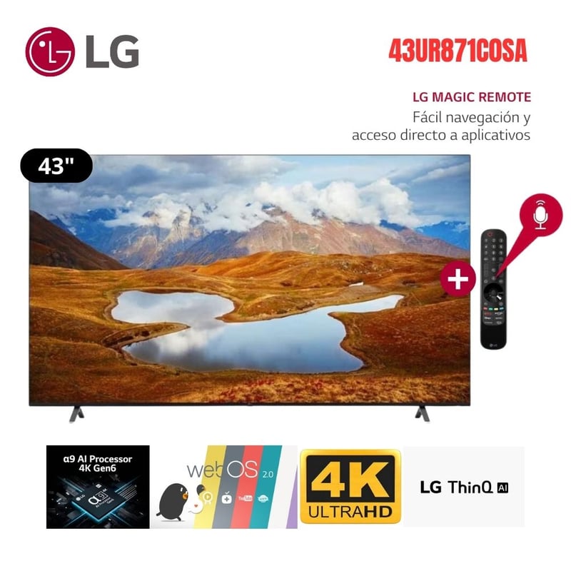 LG - Televisor Lg Commercial 43Ur871C0Sa 43 Uhd 4K Smart Thinq Ai 2023