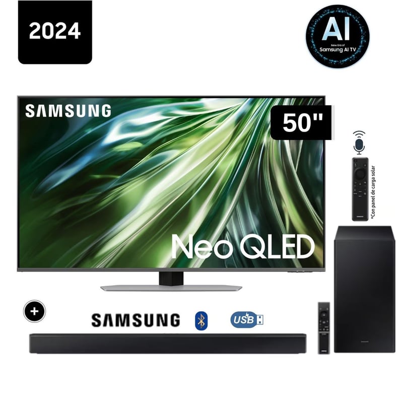 SAMSUNG - Televisor Samsung 50 Neo Qled 4K QN50QN90DAGXPE + Soundbar HW - C450