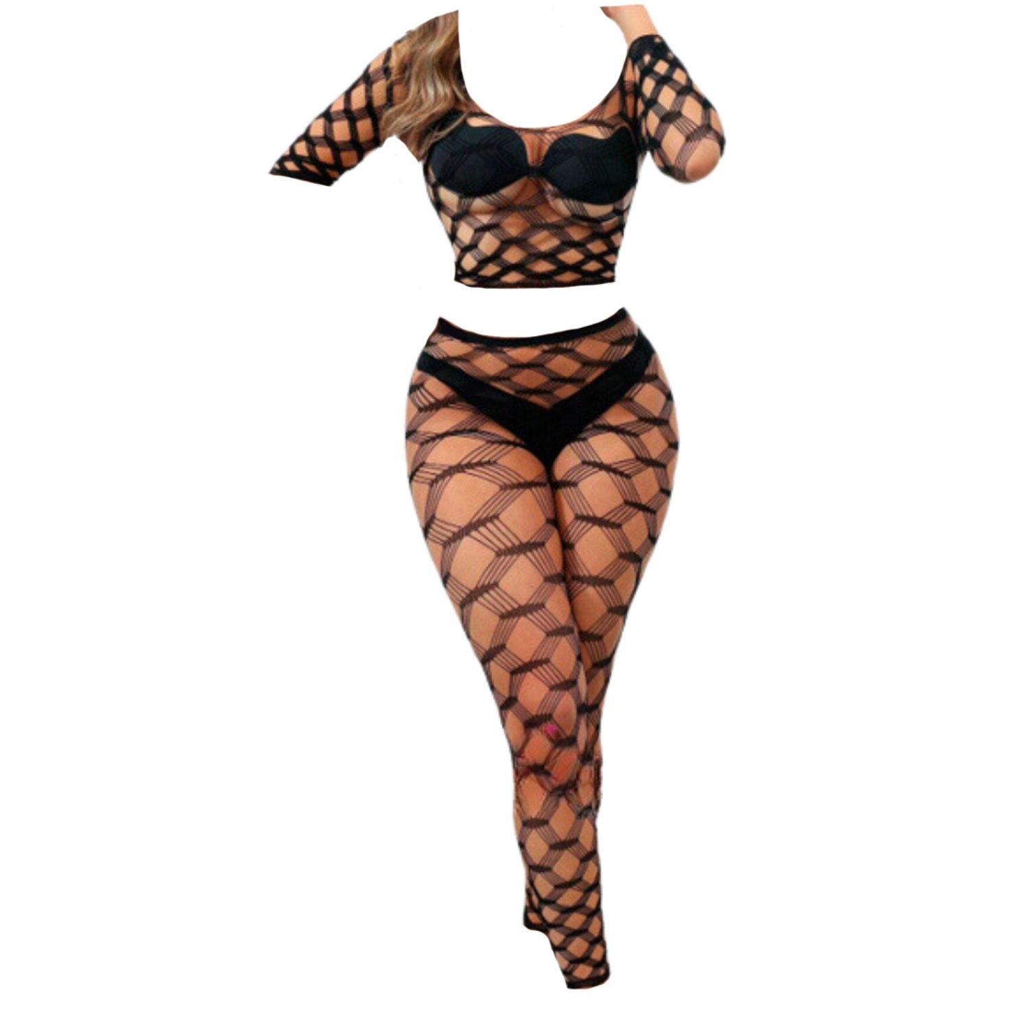 Top y Pantalon malla transparente Lenceria Media GENERICO falabella