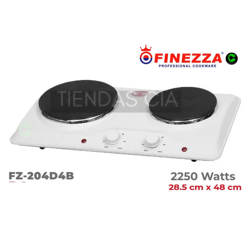 FINEZZA - Cocina Eléctrica 2 Hornillas FZ-204D4B 2250W