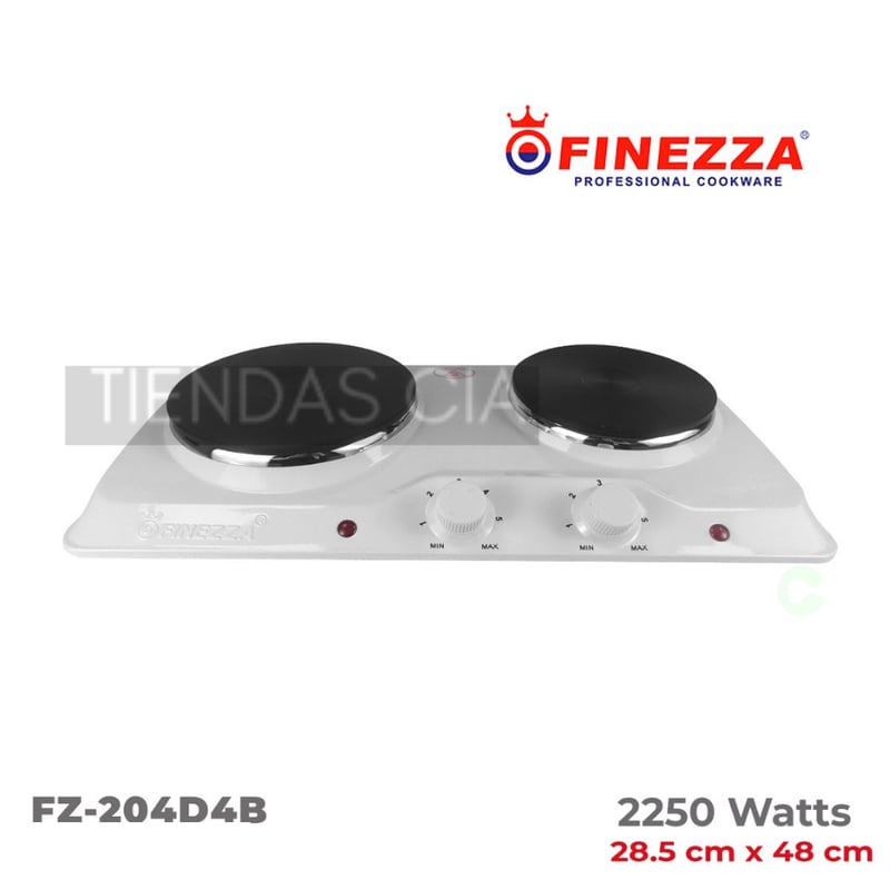 FINEZZA - Cocina Eléctrica 2 Hornillas FZ-204D4B 2250W