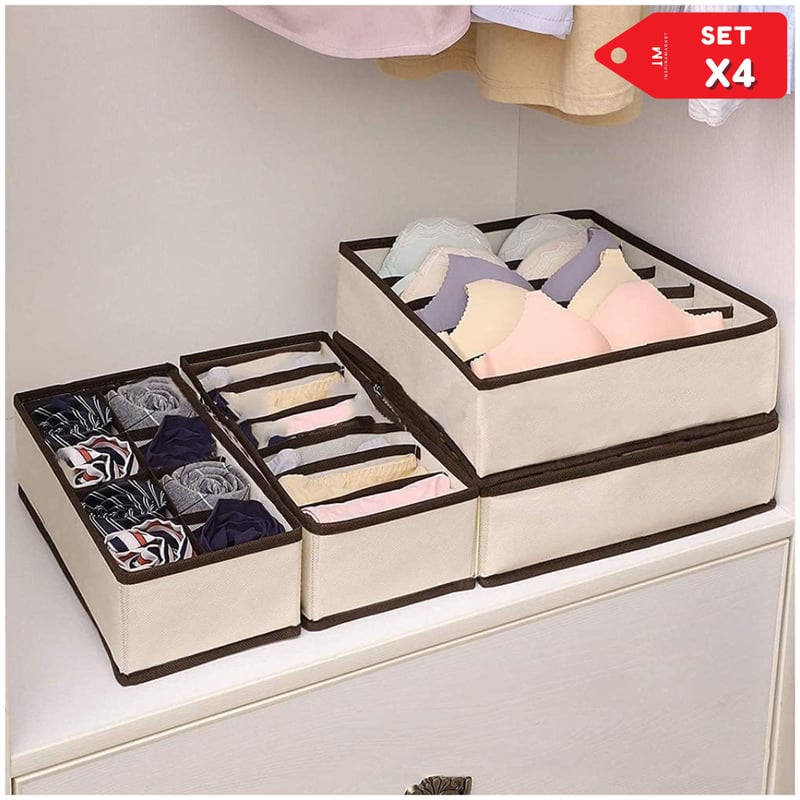 INSPIRA - Organizador de ropa interior polos medias plegable Set x4