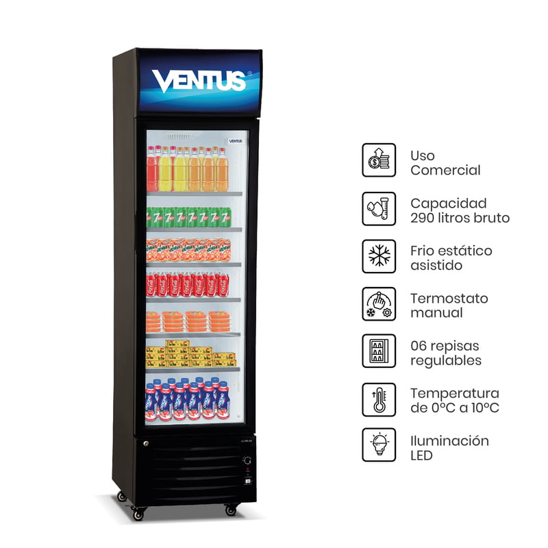 VENTUS - Visicooler de 1 Puerta De 290 Litros LG-290LED