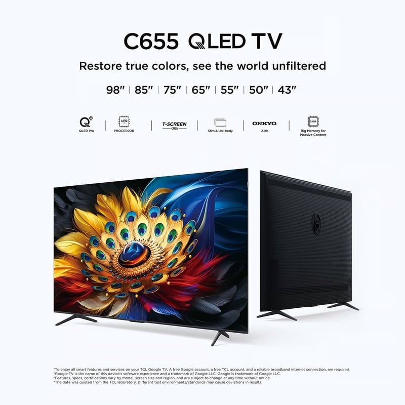 TCL - Televisor TCL Smart TV 50 QLED 4K UHD 50C655