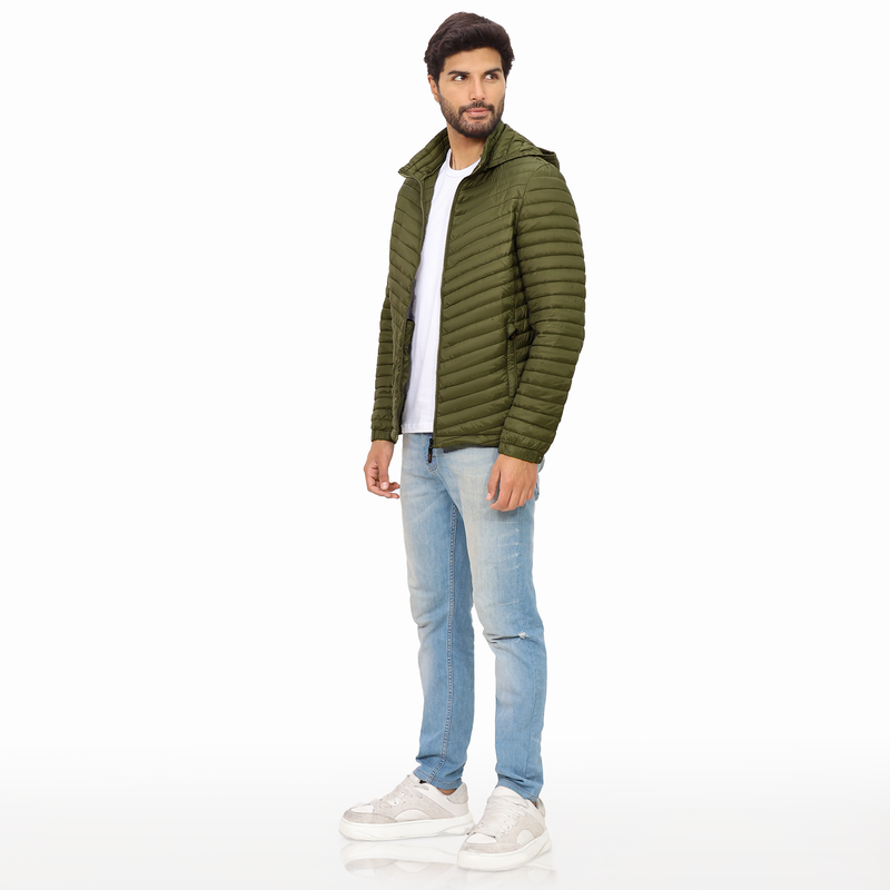 Casaca Impermeable Hombre Capucha Desmontable Verde Militar OEM falabella