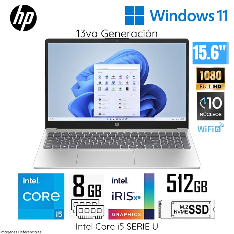 HP - Laptop HP 15-FD0007LA Intel Core i5 1335U 8GB RAM 512GB SSD 15.6" FHD WIN 11