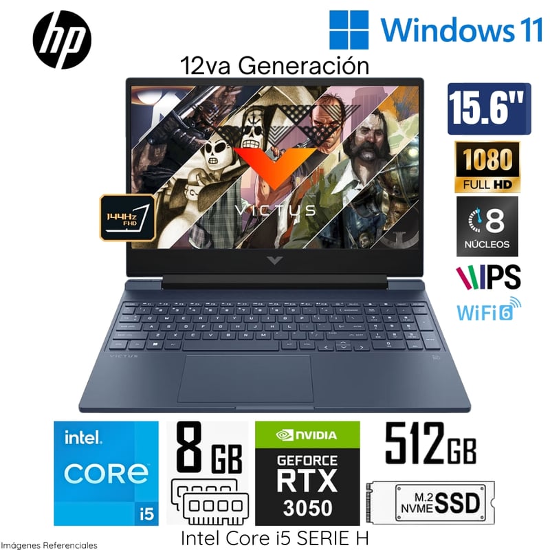 HP - Laptop HP Victus Gaming 15-FA0021LA Intel Core i5 12450H 8GB RAM 512GB SSD 15.6" FHD IPS Windows 11