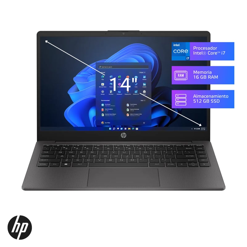 HP - Laptop HP 240 G10 Core i7-1355U 16GB, SSD 512GB, 14" HD, Windows 11 Pro (81D42LT)