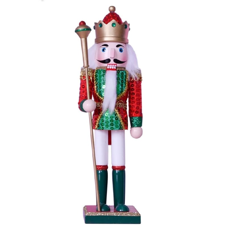 Figuras De Cascanueces De Madera Vintage – Adornos Navideños, 16x5 Cm, En Colores Plata, Azul Y Verde, Para Decoración