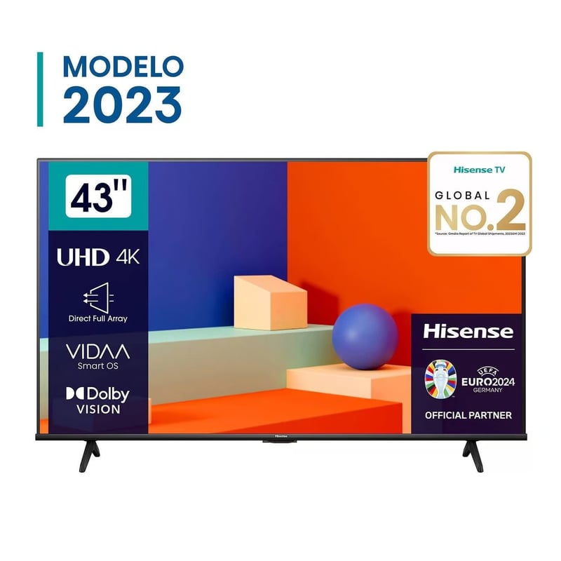 HISENSE - Televisor Hisense Led 43 Smart UHD 4K VIDAA 43A6K 2023