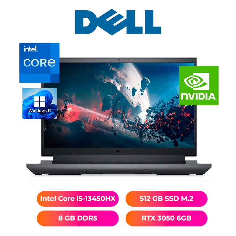 DELL - LAPTOP DELL G15 5530 15 INTEL CORE i5-13450HX 8GB RAM 512GB SSD NVIDIA RTX 3050 6GB