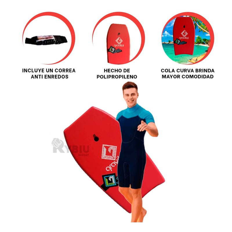 RYBIU IMPORT - Body Surf para Deslizarse en Rojo Y+Regalo Agendita