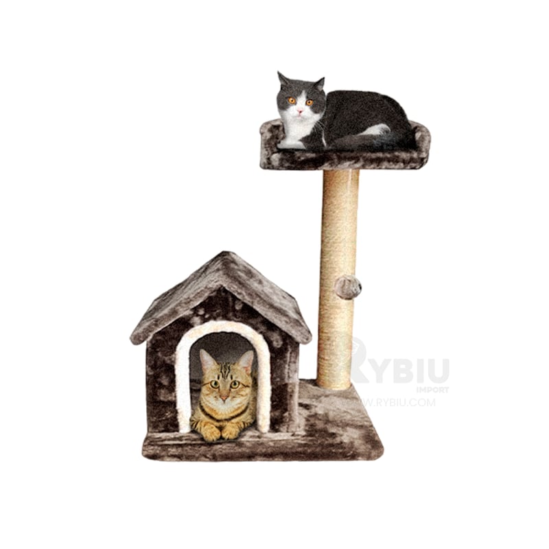 Casa de Peluche Gatuno en Color Gris Y Papel de Regalo