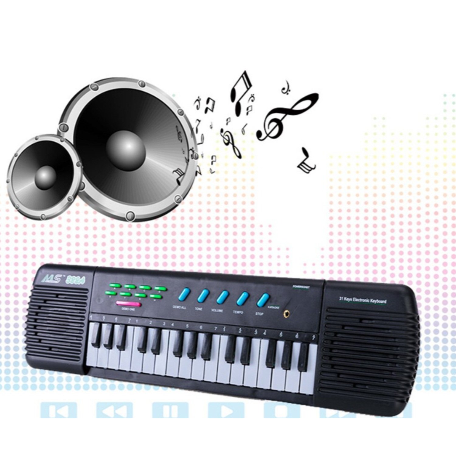 MINI PIANO ELECTRONICO PARA NINOS COLOR CELESTE 37 TECLAS