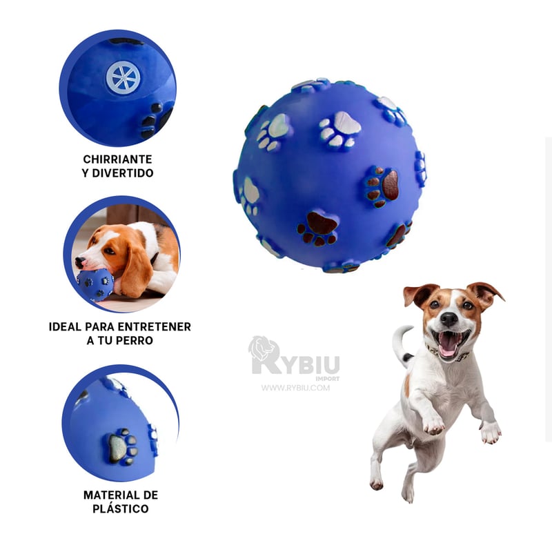 Pelota Antiestres para Mascotas en Azul Y Stickers