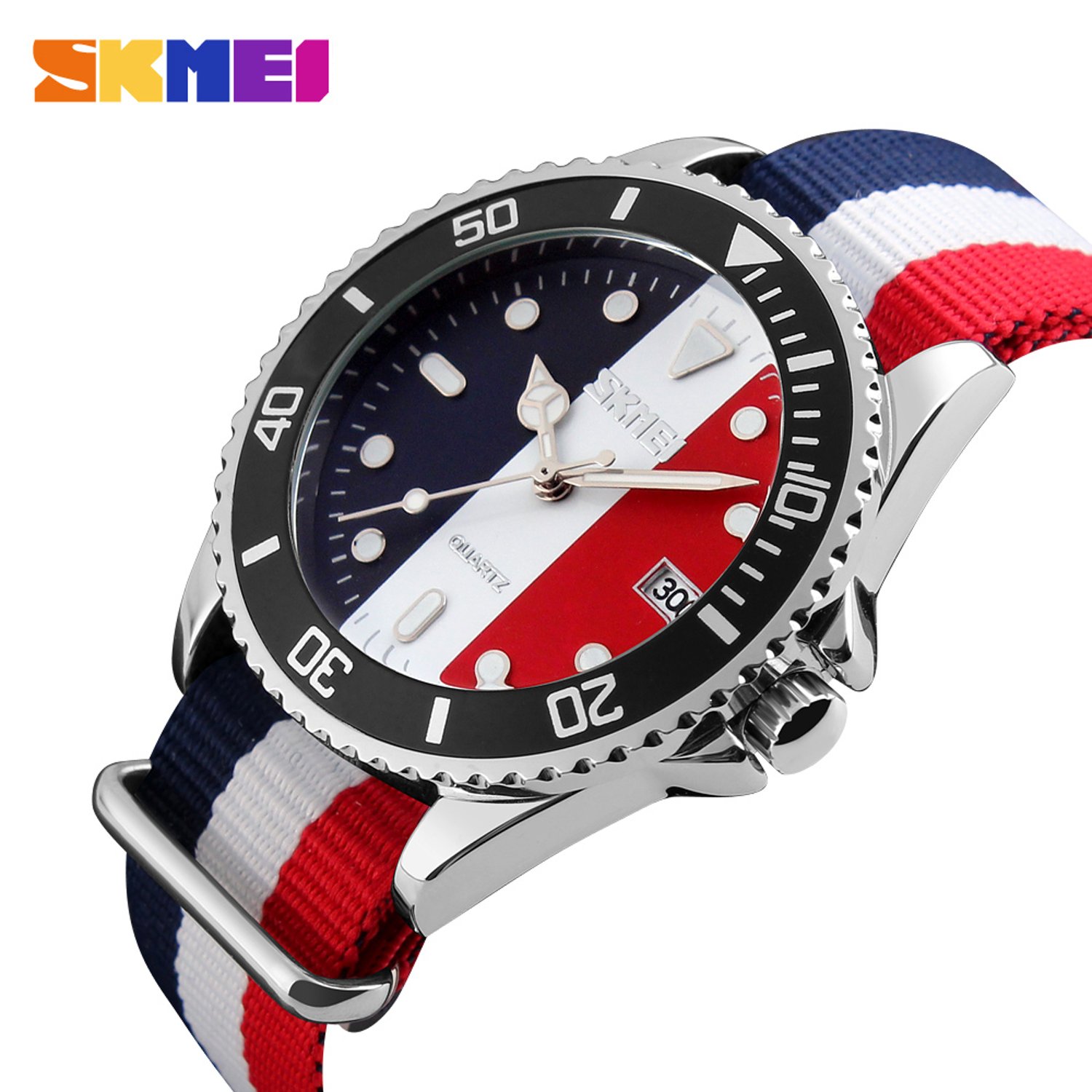 Reloj Skmei 9133 Azul Blanco Rojo Nylon SKMEI falabella