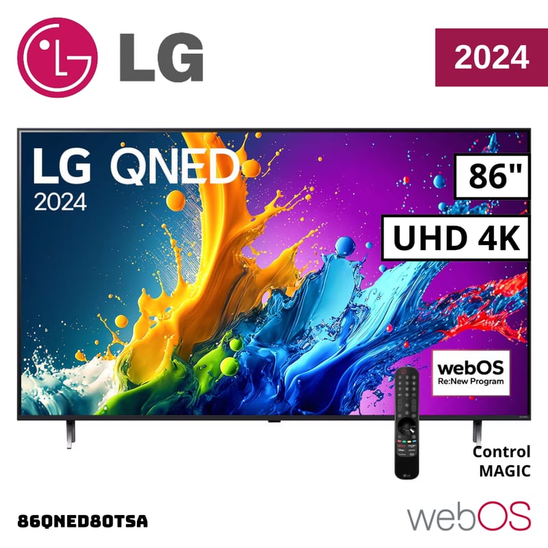 LG - TELEVISOR LG 86 QNED SMART TV THINQ AI WEBOS HUB 4K UHD 2024 - 86QNED80TSA