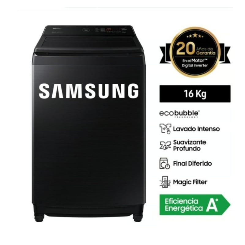 SAMSUNG - Lavadora Samsung 16KG Smart EcoBubble  WA16CG6441BVPE Negra