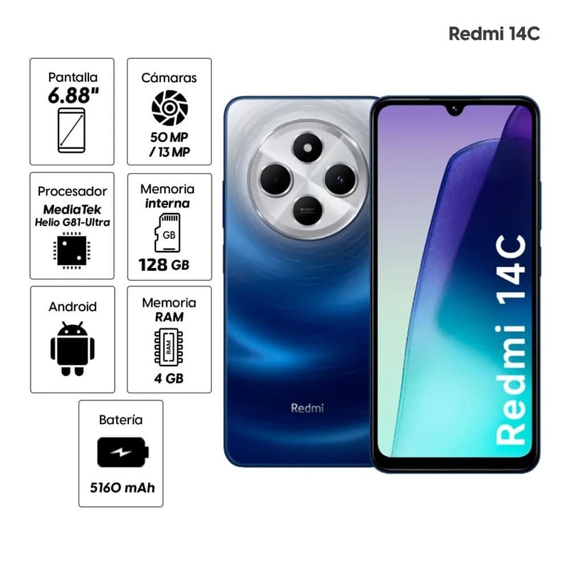 XIAOMI - REDMI 14C 4+4GB RAM 128GB ROM AZUL ESTRELLA