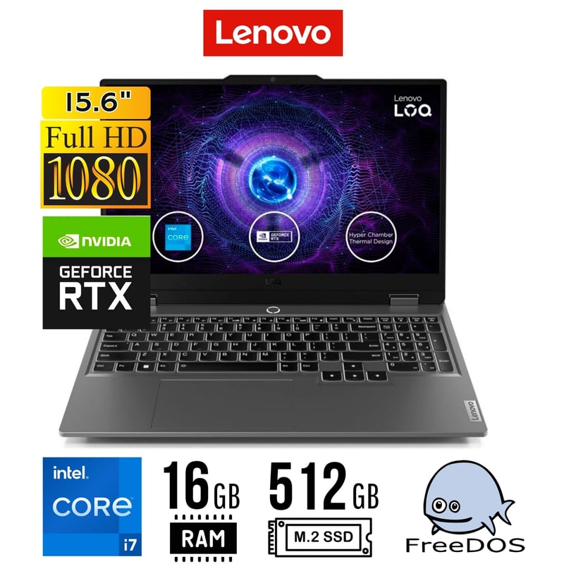 LENOVO - LAPTOP Lenovo LOQ 15IRX9 15.6" FHD IPS Intel Core i7 13650HX 16GB 512GB SSD RTX 4050 6GB FREEDOS