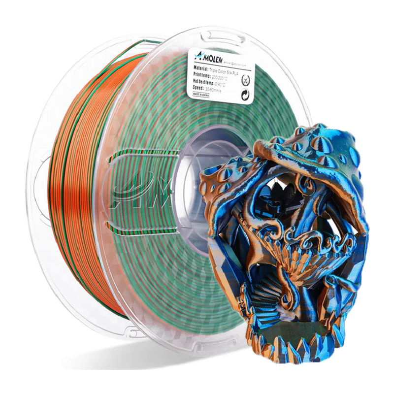 Filamento Tricolor PLA para impresora 3D color Azul Verde Naranja ...