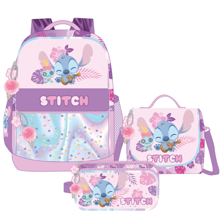Pack Escolar Mochila Oficio Premium Stitch Rosado Niña DISNEY ...