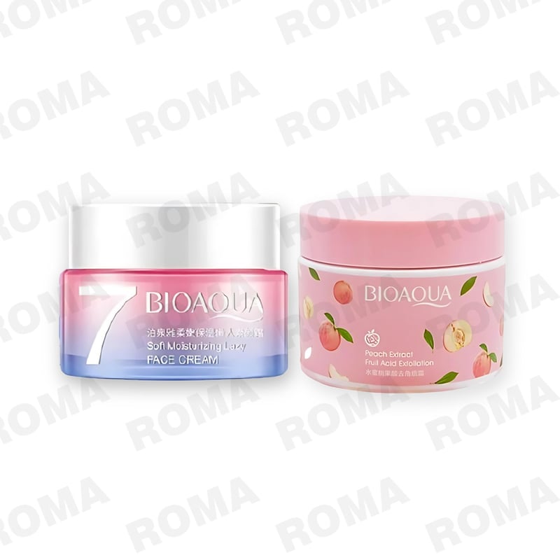 BIOAQUA - PACK CREMA HIDRATANTE VEGANA Y CREMA EXFOLIANTE PEACH EXTRACT BIOAQUA
