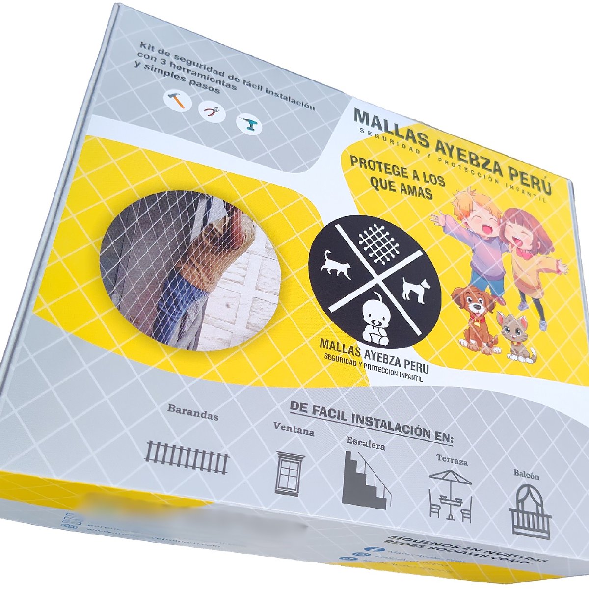 GENERICO - Malla de Seguridad Para  bebe y Niños (KIT) 2.00x3.00 MT