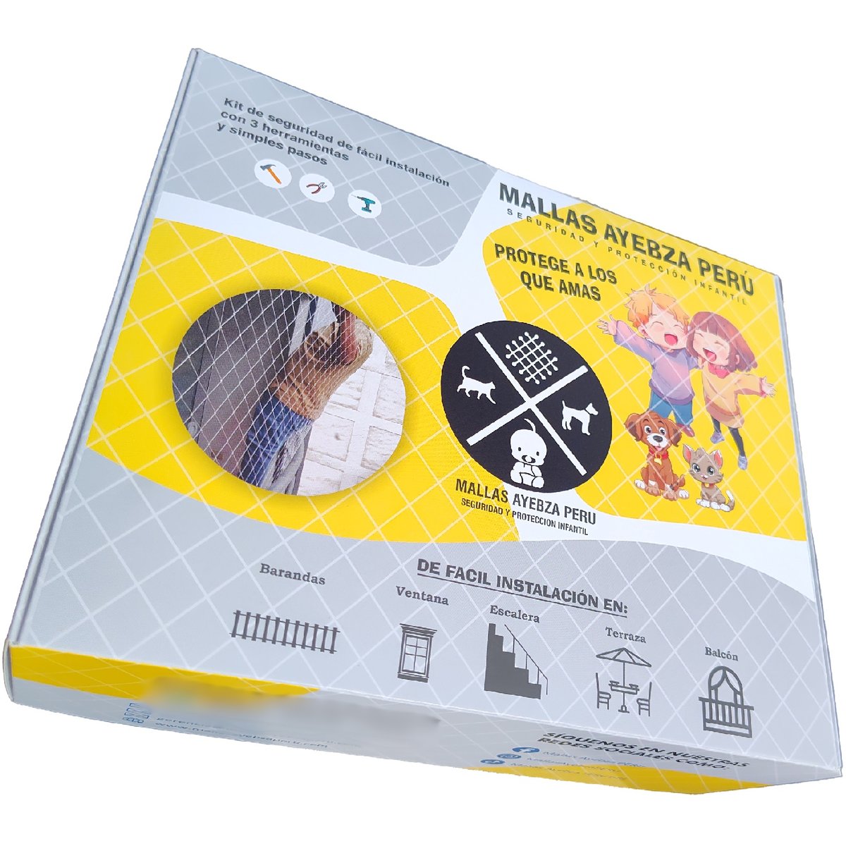 GENERICO - Malla de Seguridad Para  bebe y Niños (KIT) 2.00x3.00 MT