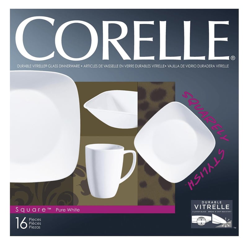 Set de Vajilla Cuadrada Blanca 16 Piezas