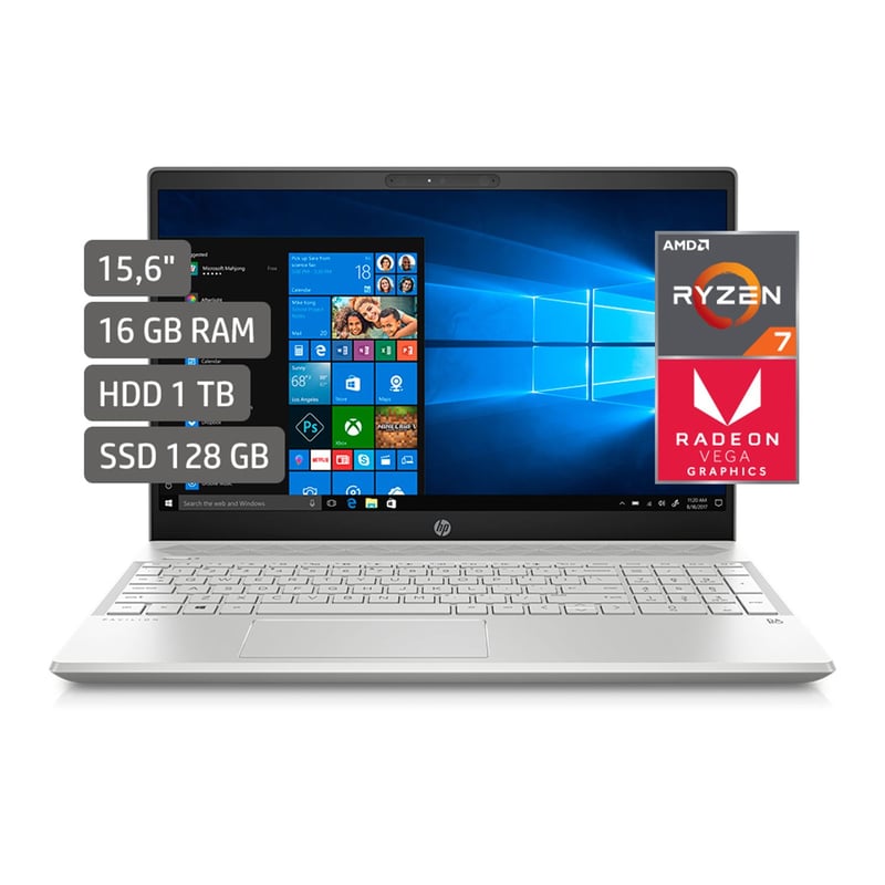 DELL - Laptop HP 15 Pavilion Ryzen 7 16GB RAM 1TB + 128GB SSD - Teclado Retroiluminado - Pantalla Full HD - 15-cw1005la